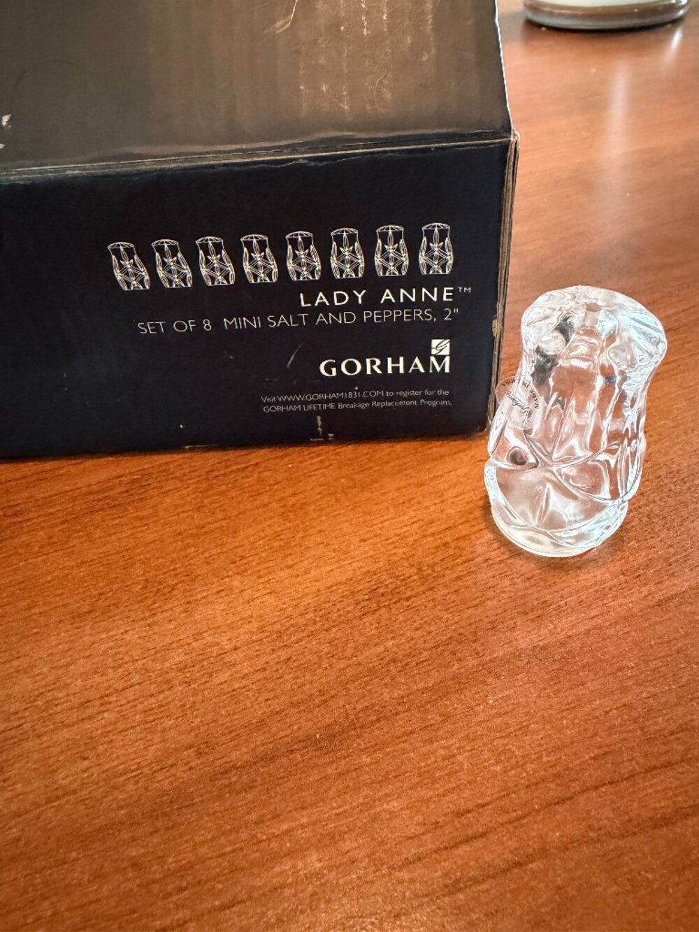 Gorham Crystal LADY ANNE 2" Mini Salt & Pepper Shakers (x8) Still in box